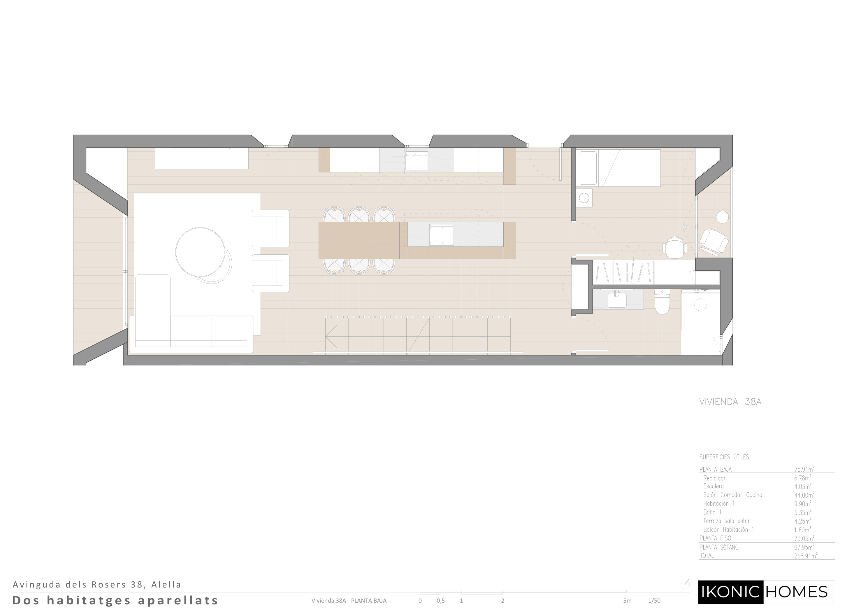 Plano planta baja vivienda 38A
