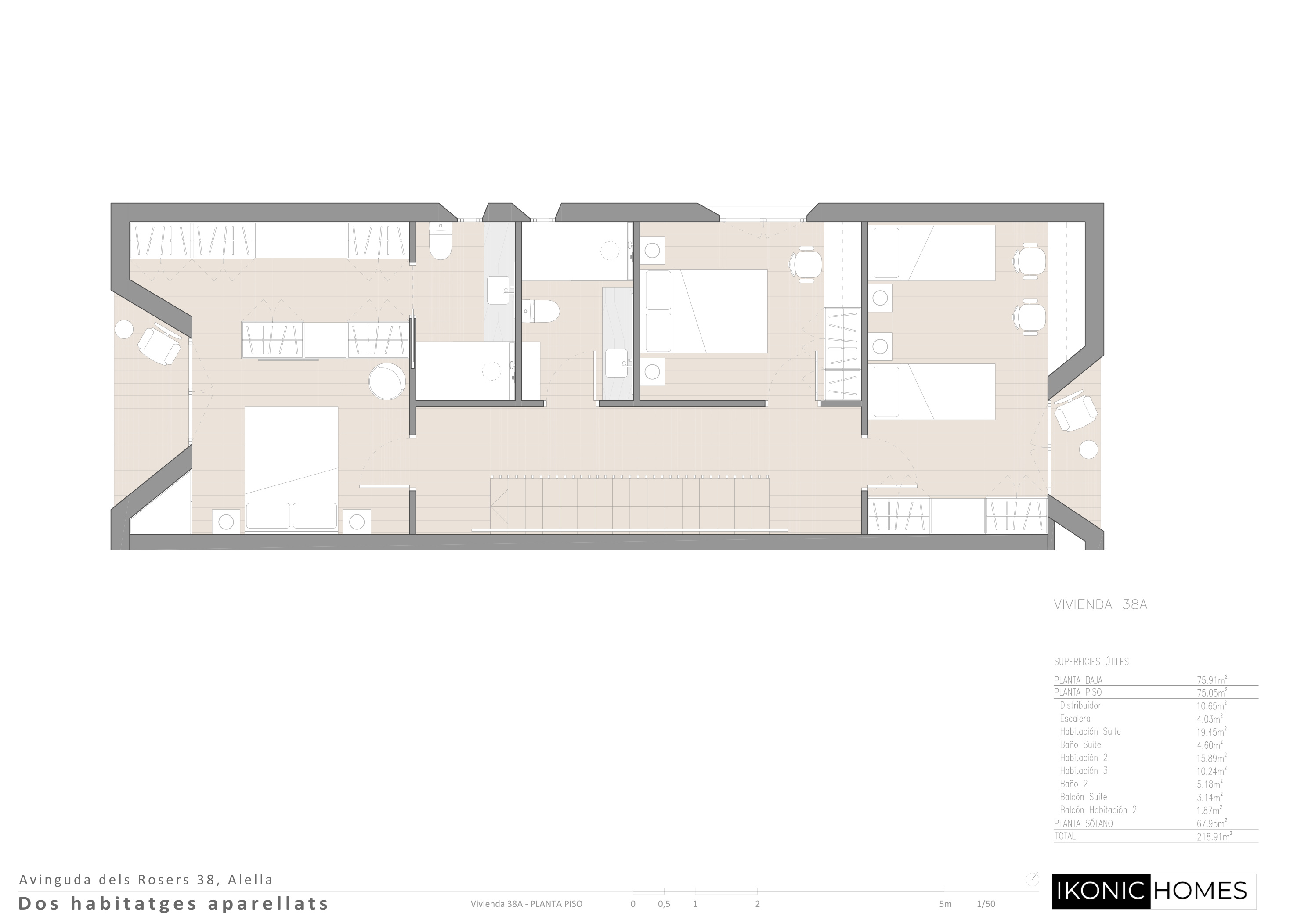 Plano planta piso vivienda 38A