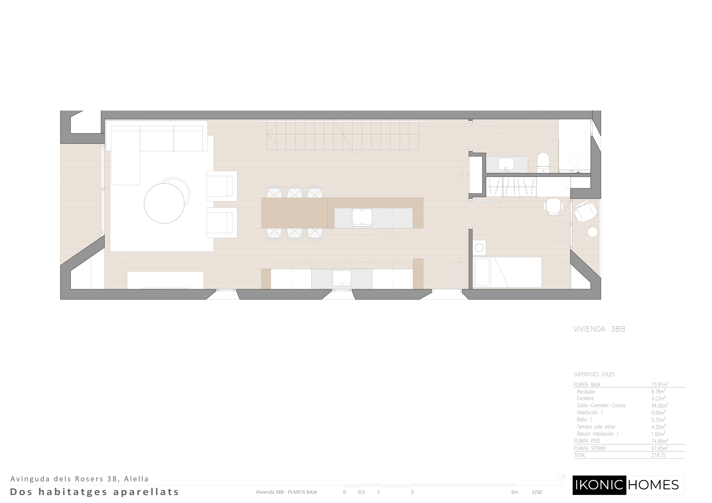 Plano planta baja vivienda 38B