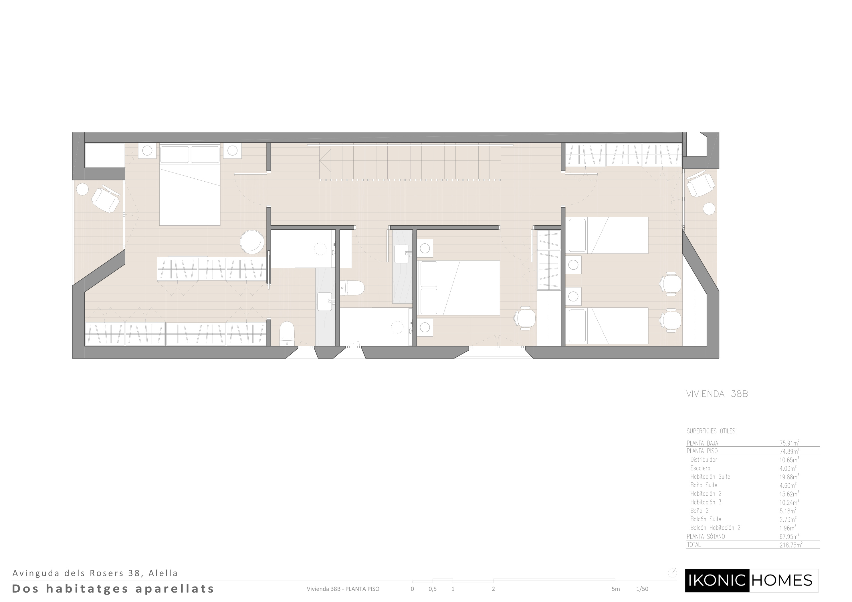 Plano planta piso vivienda 38B