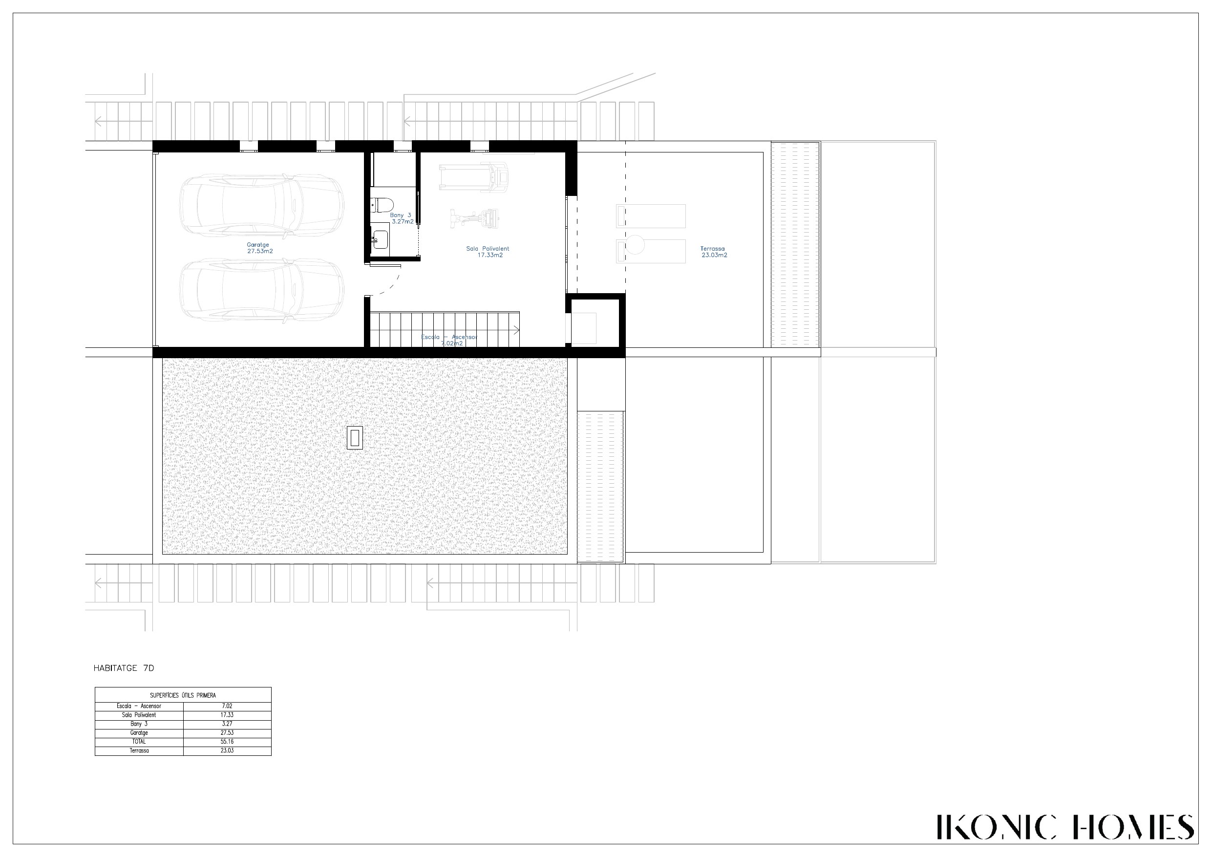 Plano planta garaje y sala polivalente vivienda 7d