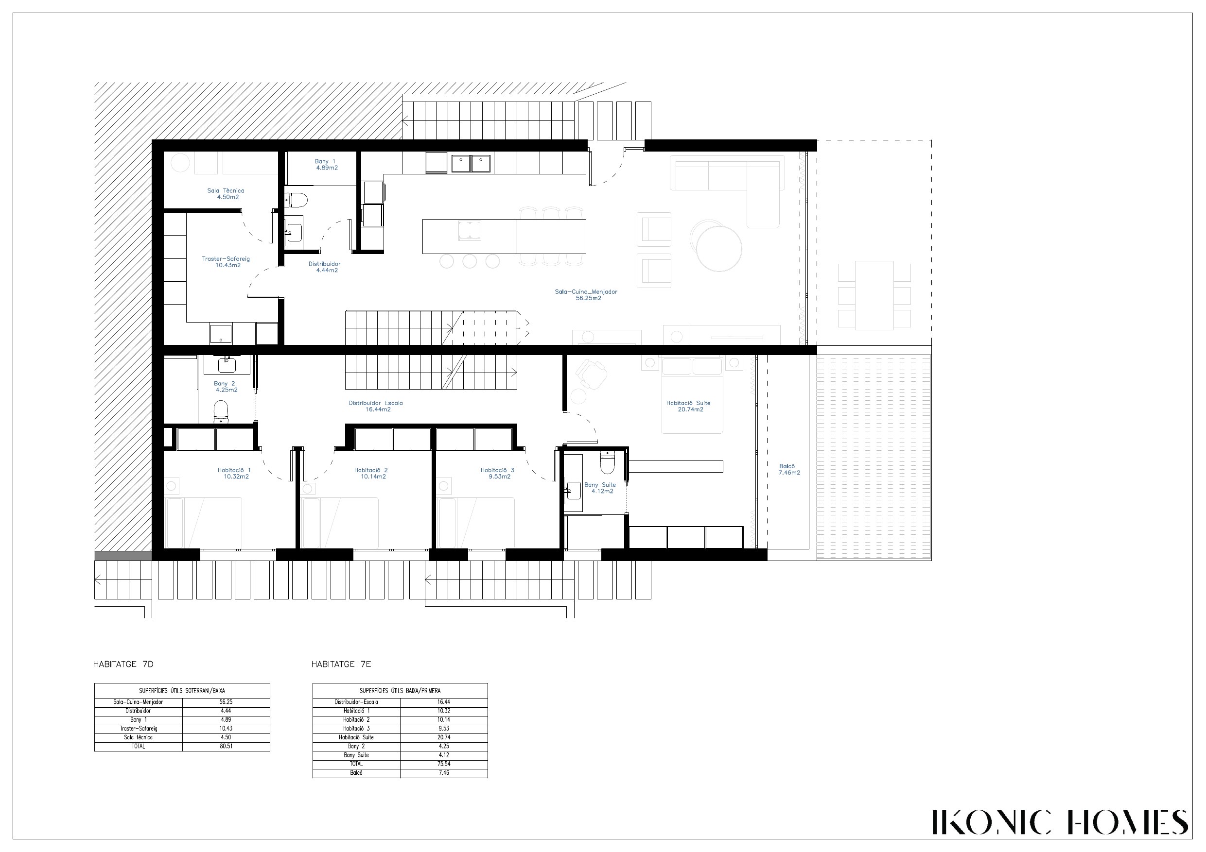 Plano planta dormitorios vivienda 7e