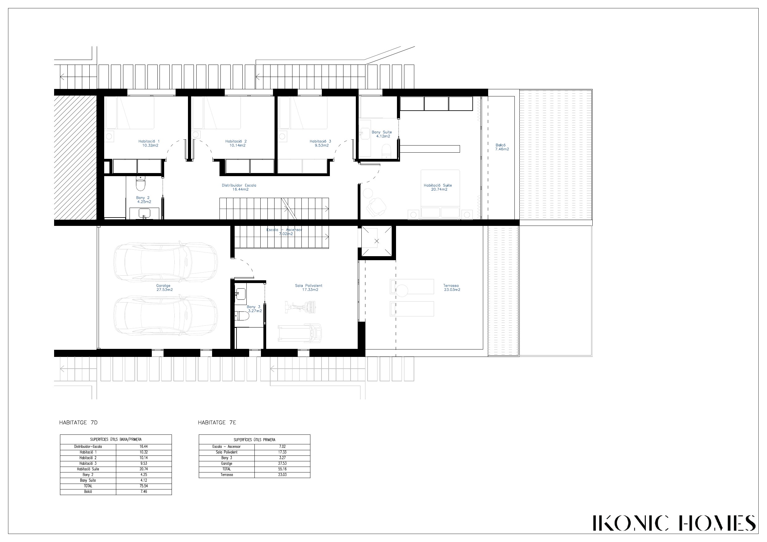 Plano planta garaje y sala polivalente vivienda 7e