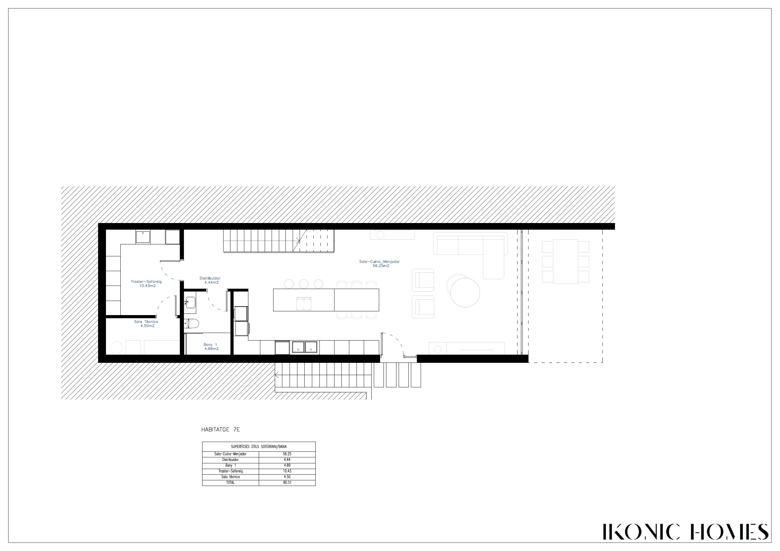 Plano planta salón-cocina vivienda 7e
